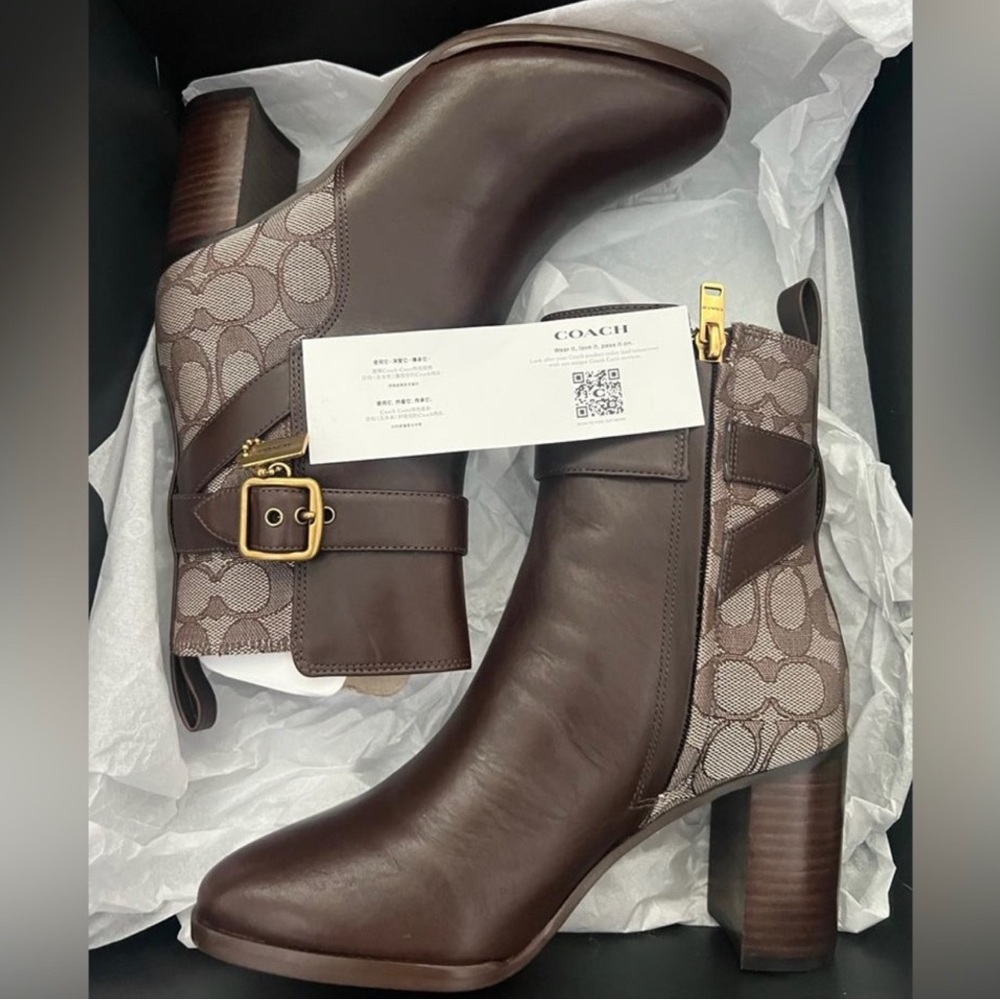 Coach Olivia Bootie In Signature Jacquard Size 9 MSRP: $295.00